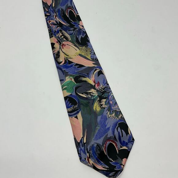 Vintage Jsaco Abstract Tie 100% Silk Men Necktie Floral Hand Made in Italy - Picture 3 of 6